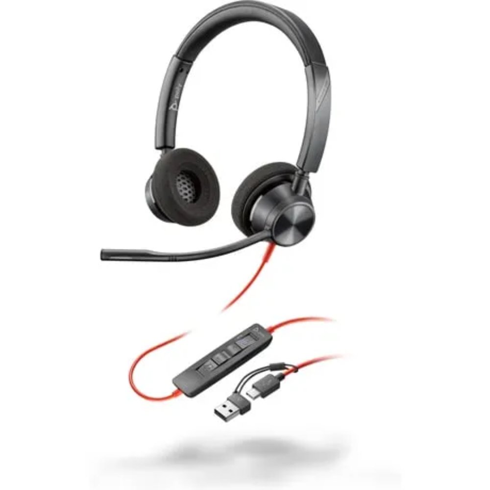 8X220AA-2 Poly Blackwire 3320 Stereo Microsoft Teams Certified USB-C Headset +USB-C/A Adapter - Imagen 1