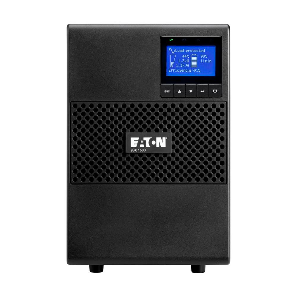 9SX1500 SAI de doble conversión en línea Eaton 9SX de 1500 VA, 1350 W y 120 V, 6 tomas NEMA 5-15R, opción de tarjeta de red cibersegura, autonomía extendida, torre - Imagen 1