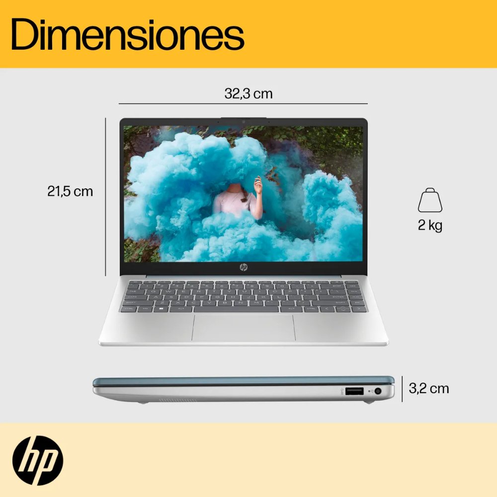 A47BJLAABM Portátil HP 14-em0021la/AMD Ryzen™ 5 7520U 4,3 GHz/16GB LPDDR5/512GB SSD/14 FHD/Windows 11 Home - Imagen 1