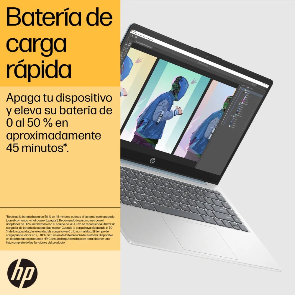 A47BJLAABM_1 Portátil HP 14-em0021la/AMD Ryzen™ 5 7520U 4,3 GHz/16GB LPDDR5/512GB SSD/14 FHD/Windows 11 Home - Imagen 2