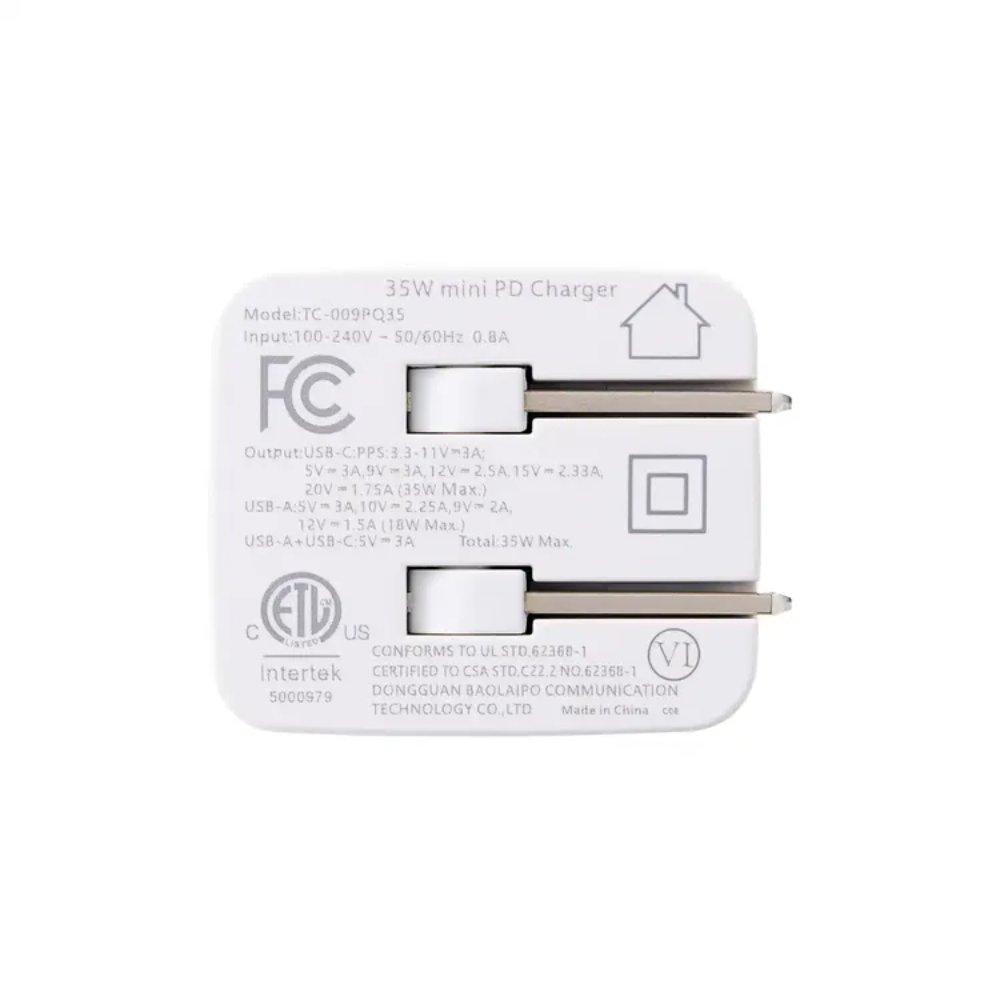 CHARGERU-0352-QCPDWH_1 CARGADOR 35W - 1PUERTOS USB TYPE C- 1 PUERTO USB TYPE A + BLANCO - Imagen 2