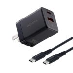 CARGADOR 35W NEGRO- 1 PUERTOS USB TYPE C- 1 PUERTO USB TYPE A + CABLE 1.5METROS TYPE C - Imagen 2