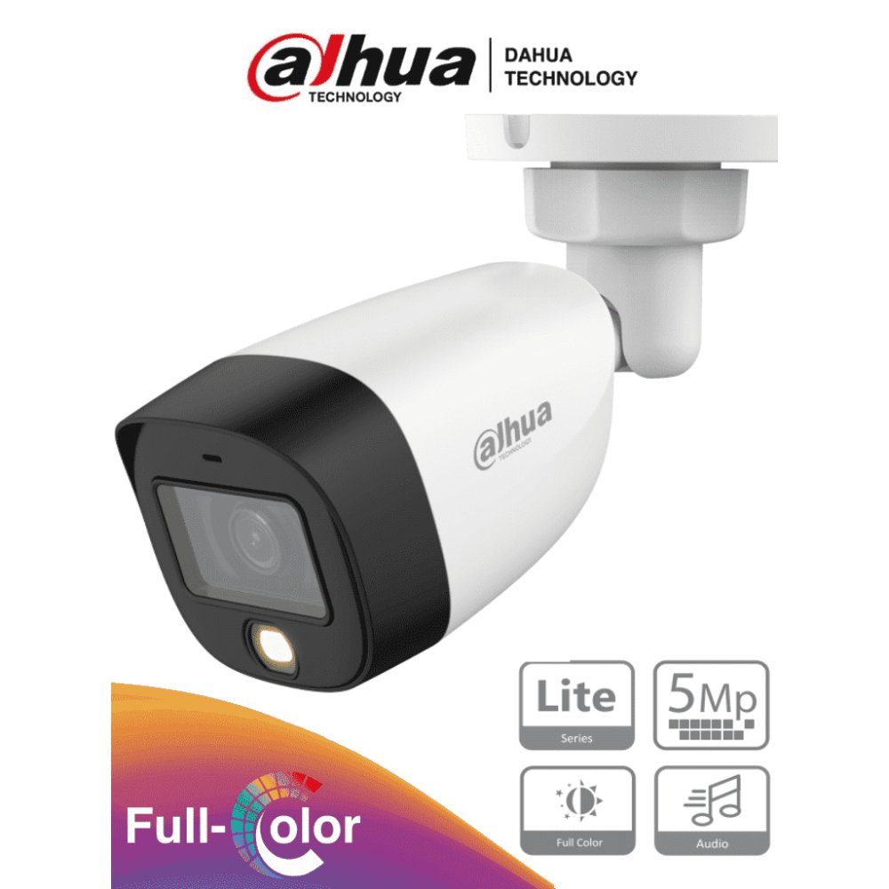 DH-HAC-HFW1509CN-A-LED-2.8MM-1 Camara Dahua Bala, 5MP, Full Color, Lente Fijo 3.6 mm, WDR, 4en1 switchable (CVI/TVI/AHD/CVBS), Metal, IR20m, IP67, 12VDC. - Imagen 1