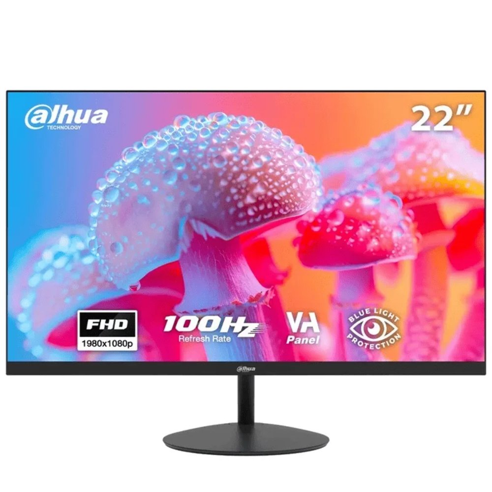 DHI-LM22-A200Y Monitor Dahua LED 22 Panel VA, 100 HZ (5ms) FULL HD (1920x1080) 16:9, Compatible con soporte VESA 100*100mm, Bisel ultradelgado, Diseño anti luz azul, protector ocular, Contraste 3000:1, Conectividad: VGA, HDMI (Incluye cable HDMI) Angulo de visión: 178° H / 178°V,Incluye Base plastica, Garantia de 3 años. - Imagen 1