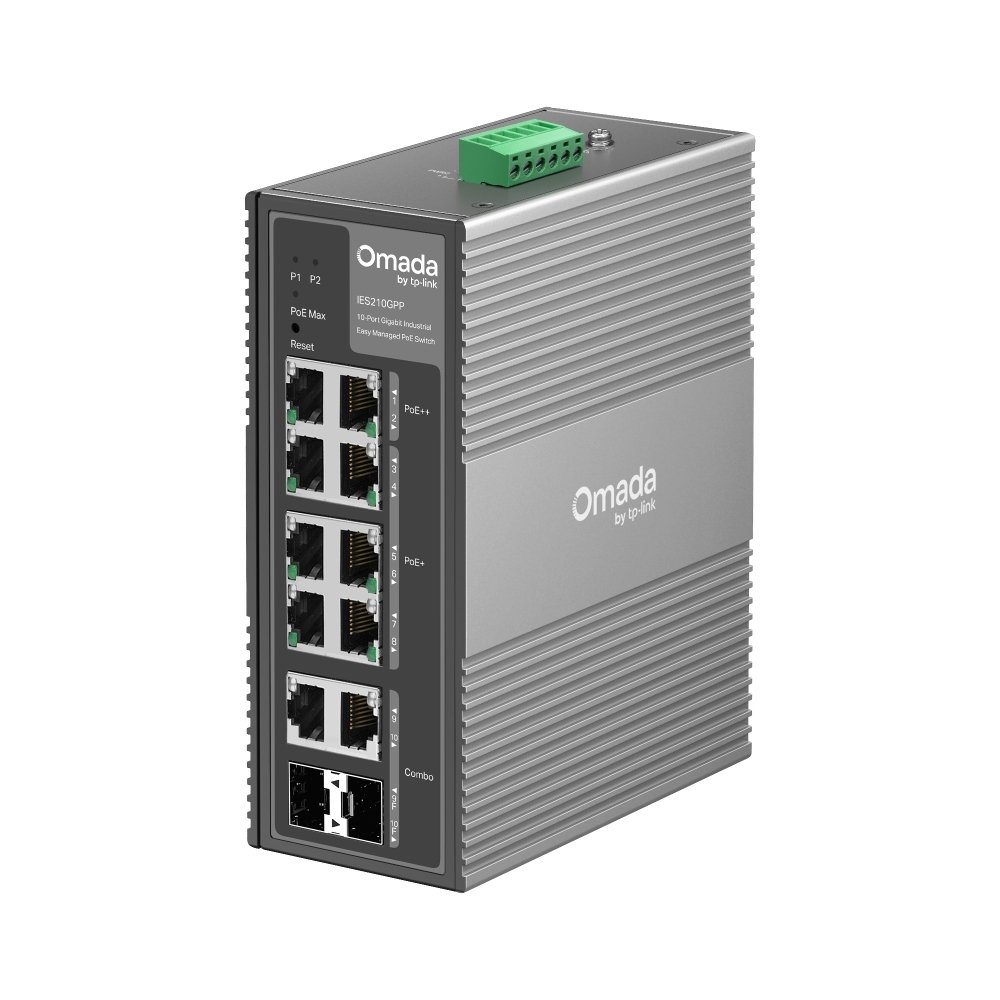 IES210GPP Omada 10-Port Gigabit Industrial Easy Managed Switch with 6-Port PoE+ and 2-Port PoE++ - Imagen 1