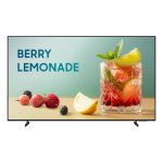 Business TV tamaño: 85,Resolución 4K (3,840 x 2,160),Características: Crystal Processor 4K, Soporta HDR10+, Tipo de soporte BASIC FEET o VESA, Sistema operativo Tizen™ Smart TV, WiFi 5, OTS Lite, Motion Xcelerator, 4K Upscaling, compatible con Samsung Business TV App, SmartThings Pro y Samsung VXT,Entradas: HDMI (3), USB-A (1), WiFi 5, Bluetooth