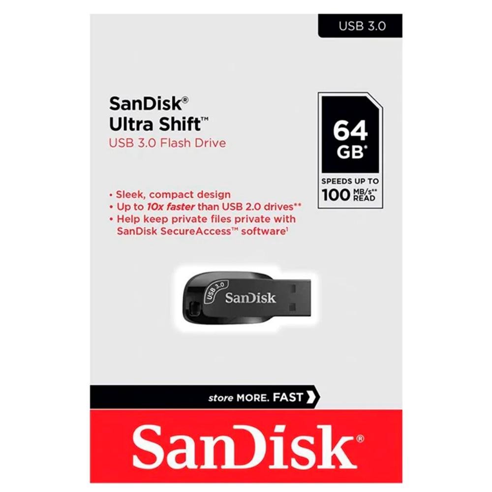 SDCZ410-064G-G46 Memoria USB SanDisk Ultra Shift 3.0 64GB Negro - Imagen 1