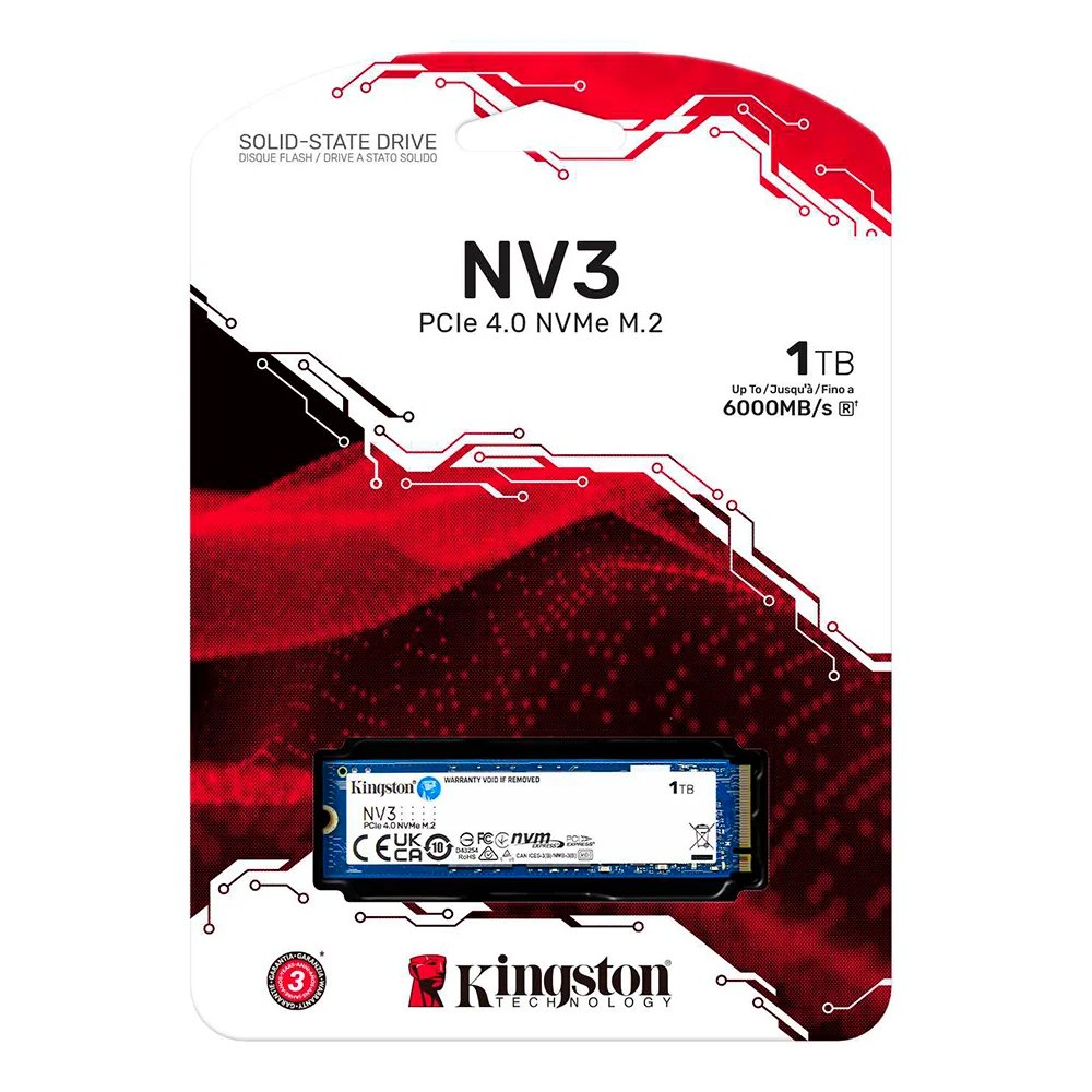 SNV3S1000G Unidad de estado solido ssd kingston 1000G NV3 M.2 2280 PCIe 4.0 NVMe - Imagen 1