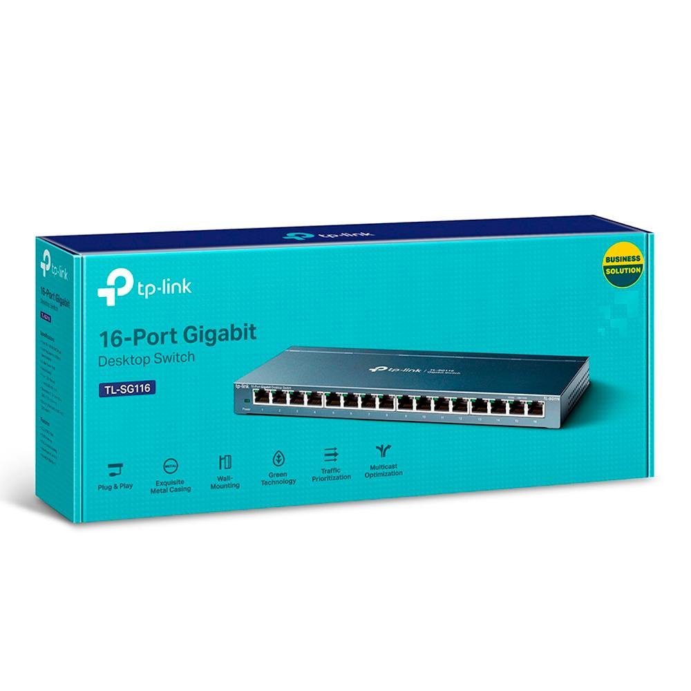 TL-SG116_3 Switch 16 Puertos Gigabit Desktop 16 puetos Gigabit RJ45 SPEC: Caja de acero para Desktop, Plug and Play - Imagen 4